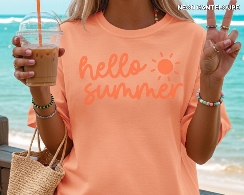 Neon Comfort Colors Hello Summer Shirt for Teacher Last Day of School Shirt Summer Break Shirt for Teacher Schools Out for Summer Shirt Bild 3