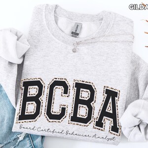 Comfort Colors Leopard BCBA Shirt Behavior Analyst Sweatshirt BCBA Sweatshirt for ABA Sweater Gift for bcba Appreciation Gift image 15
