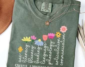 Comfort Colors Wildflower Speech Therapy Shirt, Gift for SLP T-shirt for Future Speech Therapist, Speech Therapy Grad Gift for Therapist