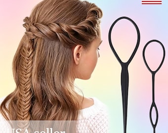 2 Piece Hair Styling Tool Set, Braid Maker, Ponytail Updo Tool (USA Seller)