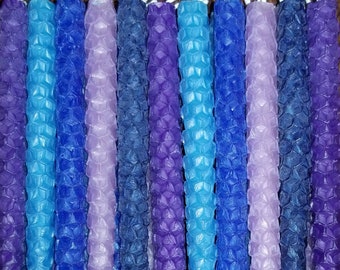 Hanukkah - Blues & Purples - Chanukah Candles - 100% Natural Beeswax