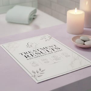 Treatment Results Documentation Sheet Printable, Spa Client Progress Tracker, Beauty Service Log, Professional Beauty Records