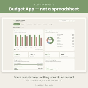App voor het bijhouden van je persoonlijke financiën | Live grafieken, factuurkalender, spaardoelen (digitale download)