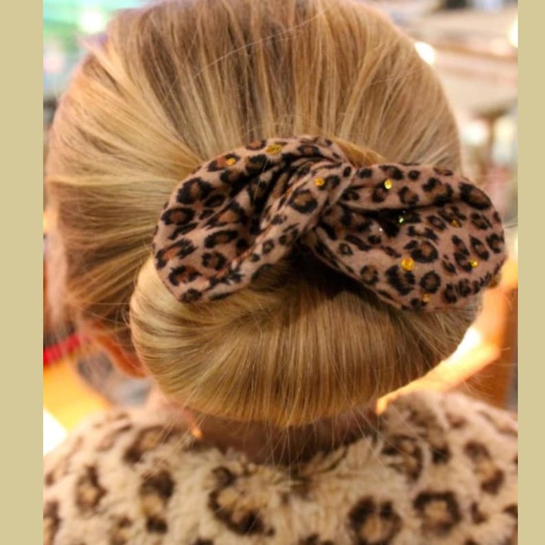 Hair Bun Maker, handmade, cheetah print, heatless curls, Versatile Styling, Hair Accessory image 2