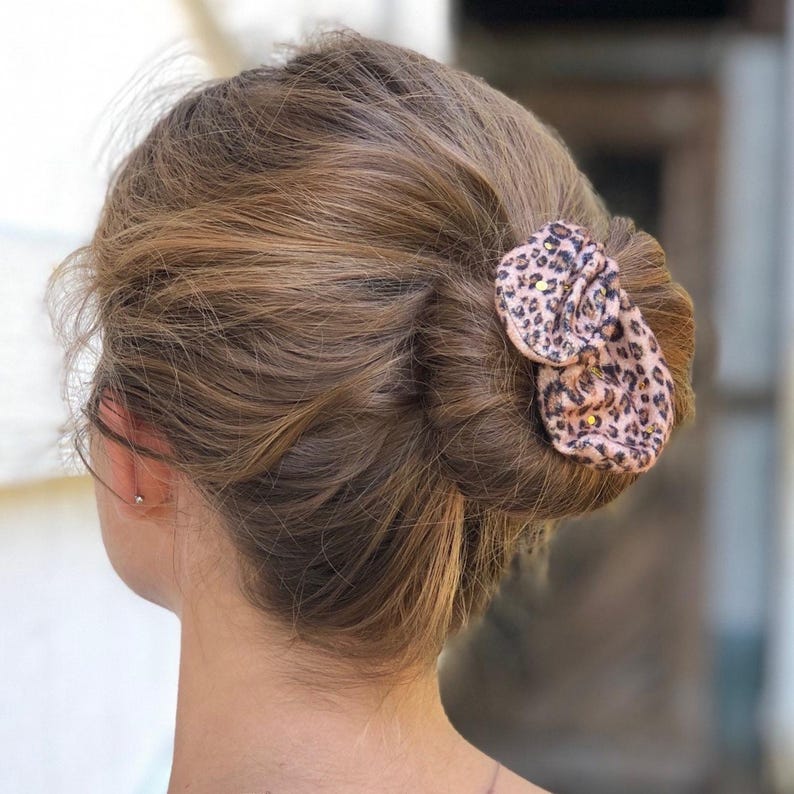 Hair Bun Maker, handmade, cheetah print, heatless curls, Versatile Styling, Hair Accessory image 9