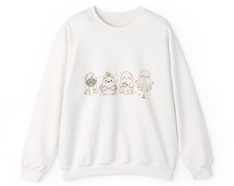 Self Care Ghost Friends Crewneck Sweatshirt | Cute Halloween Spirits