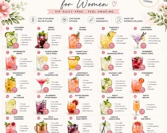 Low Calorie Cocktail Recipes Printable | 25+ Skinny Drink Guide (Digital Download)