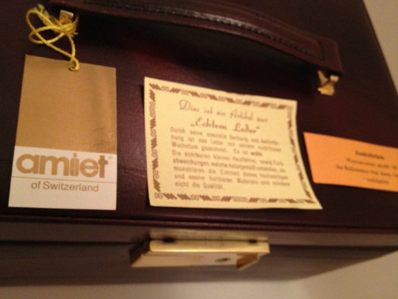 Amantes del cuero Clásico ANTIGUO Caja de joyería de CUERO italiano Vintage Armoire Organizador Caja de almacenamiento Oferta del Día de la Madre imagen 6