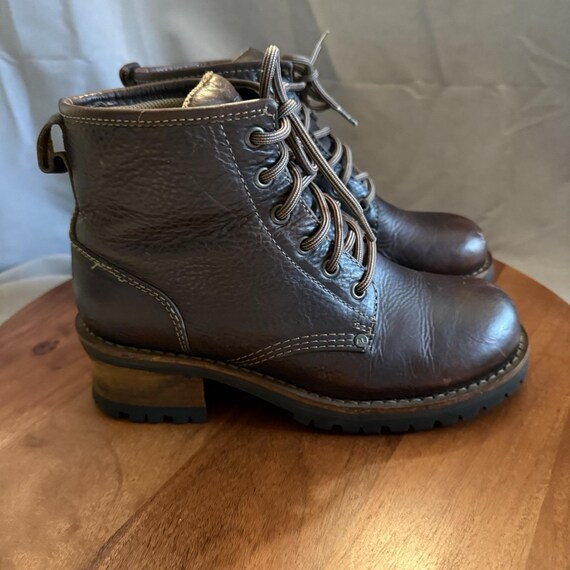 American Eagle AE Brown Leather Grunge Lug Sole Vintage 90s Y2K Boots Women 9