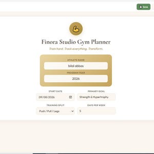 2026 Digital Gym Planner | Workout Log, Progress Tracker, Nutrition (HTML File)