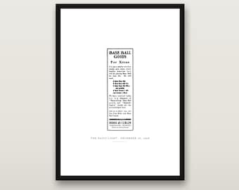 Stampa vintage di baseball natalizia, pubblicità Spalding del 1908, decorazione murale per le feste, arredamento per la cameretta a tema baseball, download digitale stampabile.