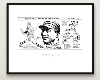 Stampa di Home Run Baker, vignetta dei Philadelphia Athletics del 1913, arte murale vintage sul baseball, stampa artistica da giornale, download digitale