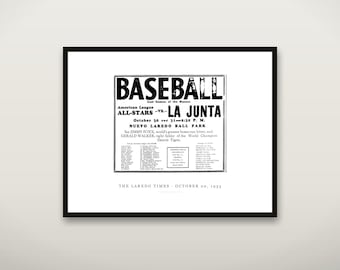 Stampa di Jimmy Foxx, pubblicità dell'All Star Game del 1935, Rogers Hornsby, arte vintage da parete a tema baseball, decorazione per la "tana dell'uomo", download digitale stampabile