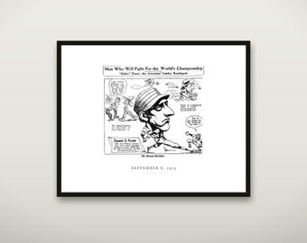 Stampa di Eddie Plank, vignetta dei Philadelphia Athletics del 1913, arte murale vintage sul baseball, regalo per lanciatori, stampa artistica da giornale, download digitale