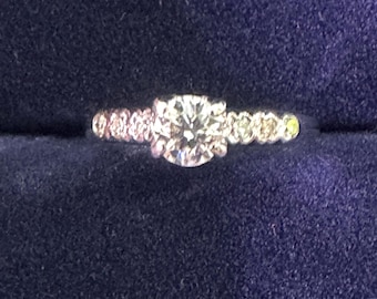 1950s 18K White Gold Diamond Engagement Ring, 0.39ct VS1, Upcycled Bridal Jewelry, Stackable and Sustainable Jewellery