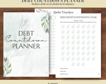 Debt Countdown Planner PDF, Payoff Tracker Fillable Worksheets
