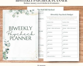 Biweekly Budget Planner Printable, Spending Tracker Bundle PDF