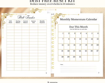 Bill Calendar and Debt Tracker Bundle, Printable Personal Finance Worksheets