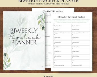 Biweekly Paycheck Budget Planner Printable, Half Payment Tracker Template