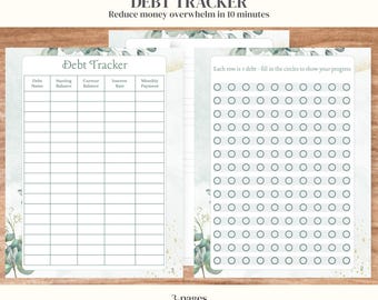 Debt Avalanche Tracker Printable, High Interest Debt Payoff Planner
