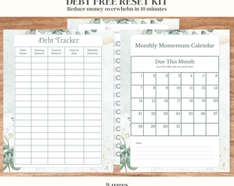 Monthly Debt Calendar Printable, Bill Payment Due Date Tracker for Debt Free Momentum