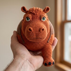 Hippo Crochet Pattern PDF Rusty the Hippo Amigurumi Animal Beginner Intermediate Written Tutorial