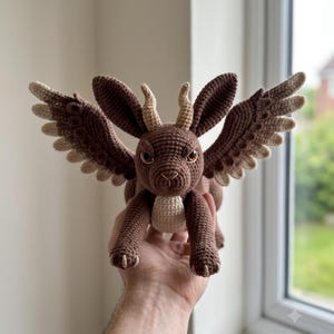 Winged Horned Hare Crochet Pattern PDF, Amigurumi Jackalope Dragon Bunny, Intermediate Fantasy Crochet Tutorial
