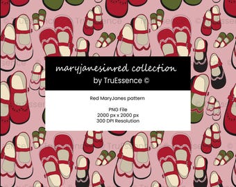 Pink Mary Jane Shoe Seamless Pattern Digital Download