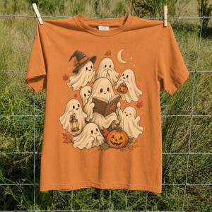 Vintage Fall Halloween TShirt, Cute Ghost Graphic Tee, Spooky Season Shirt, Vintage Halloween Ghosts, Autumn Halloween Gift image 8
