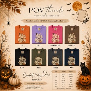 Vintage Fall Halloween TShirt, Cute Ghost Graphic Tee, Spooky Season Shirt, Vintage Halloween Ghosts, Autumn Halloween Gift image 7
