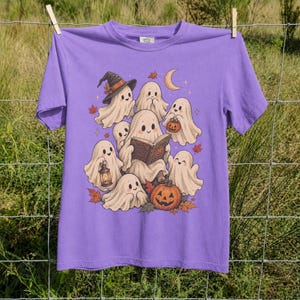 Vintage Fall Halloween TShirt, Cute Ghost Graphic Tee, Spooky Season Shirt, Vintage Halloween Ghosts, Autumn Halloween Gift image 13