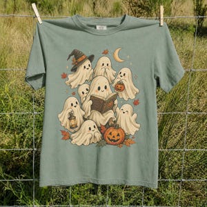 Vintage Fall Halloween TShirt, Cute Ghost Graphic Tee, Spooky Season Shirt, Vintage Halloween Ghosts, Autumn Halloween Gift image 10