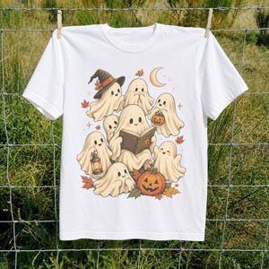 Vintage Fall Halloween TShirt, Cute Ghost Graphic Tee, Spooky Season Shirt, Vintage Halloween Ghosts, Autumn Halloween Gift image 12
