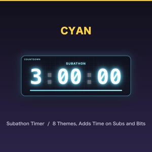 Subathon Timer Widget | Adds Time on Subs and Bits | 8 Themes | Twitch OBS Streamlabs | Marathon Timer Overlay No Login