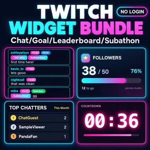 Pacchetto di widget Twitch per OBS | Chat, barra degli obiettivi, classifica e timer per le submaratone
