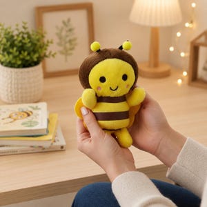 Honingbij pluche knuffel, zachte kawaii bijenpop, handgemaakt cadeau voor kinderen...