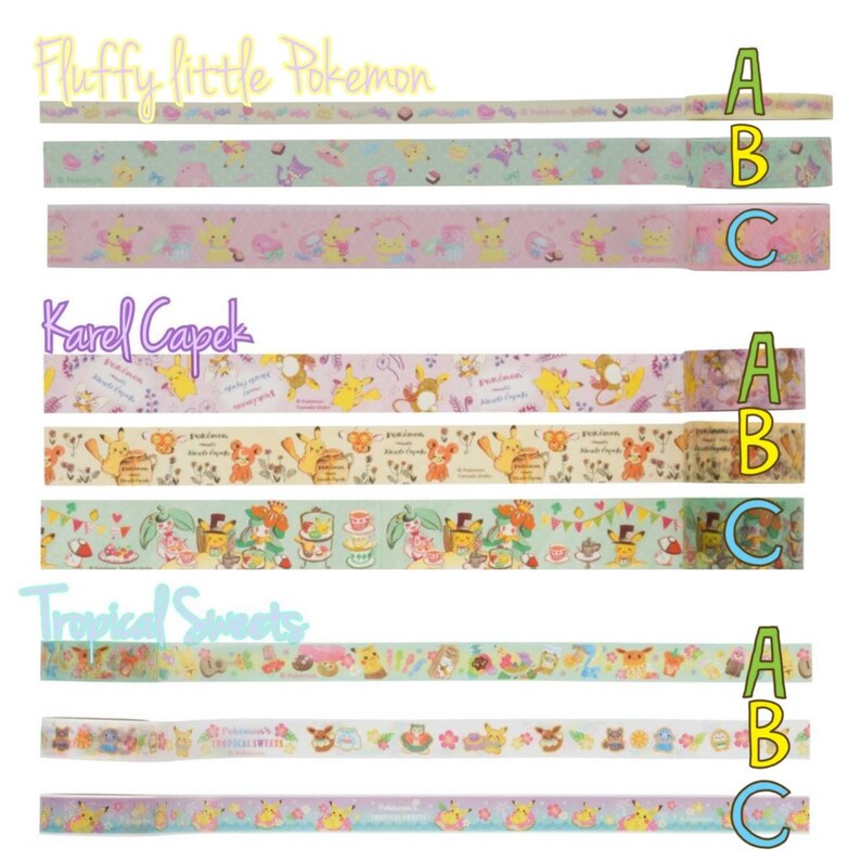 Pokemon Center Original SAIKO SODA Sticky Paper Masking Tape Pikachu Eevee