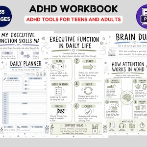 ADHD Workbook for Teens Adults, Executive Function Worksheets, Emotional Regulation Toolkit (Digital Download)