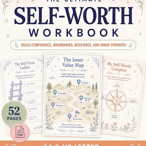 Self-Worth Workbook, Confidence Building, Boundaries, Resilience (Instant Download)