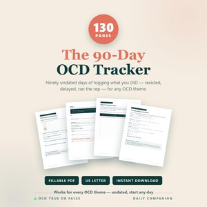 OCD Tracker | 90 Day Compulsion Log + ERP Recovery Journal + Progress Dashboard