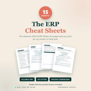 ERP Cheat Sheet Pack, OCD Psychoeducation Handouts, 15 Printable PDF Sheets