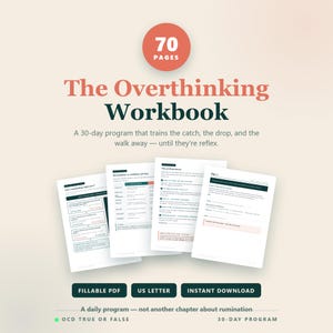 Overthinking Workbook | 30 Day Stop Ruminating Program | Printable Journal Pdf