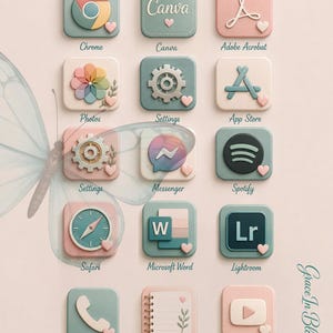 Grace in Bloom | 15 App Icons + 5 Bonus Icons