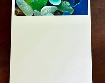 Seaglass photo sticky note pad, seaglass lover gift idea - 4 x 6