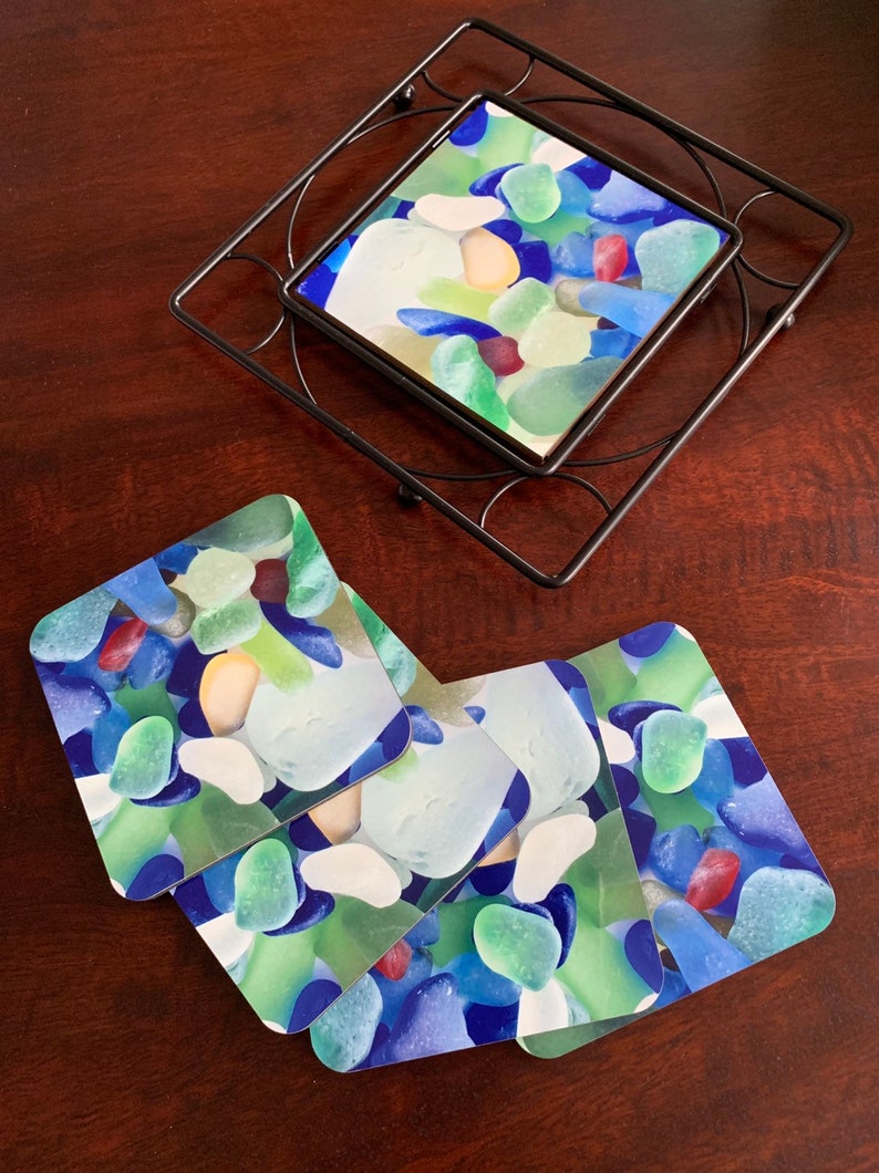 Seaglass Trivet Seaglass Photo Trivet Kitchen Gift Beach Etsy