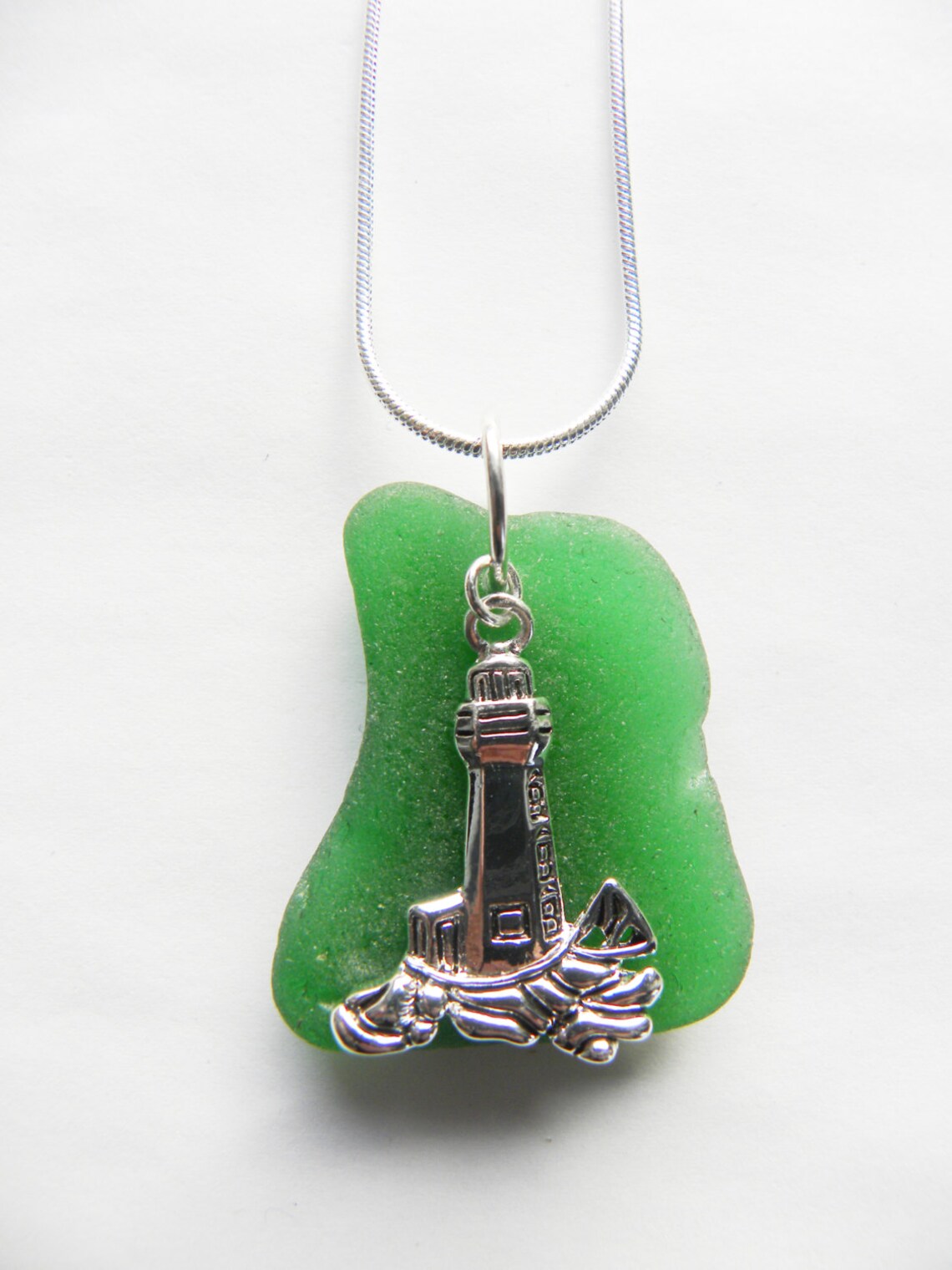 Sea Glass Charm Necklace Nautical Anchor Sailboat Etsy