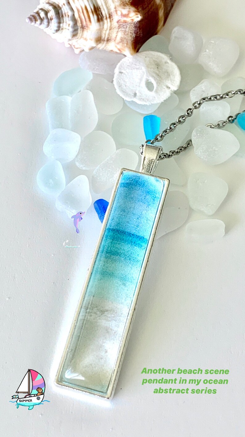 Beach Scene Necklace Ocean Colors Photo Necklace Beachy | Etsy