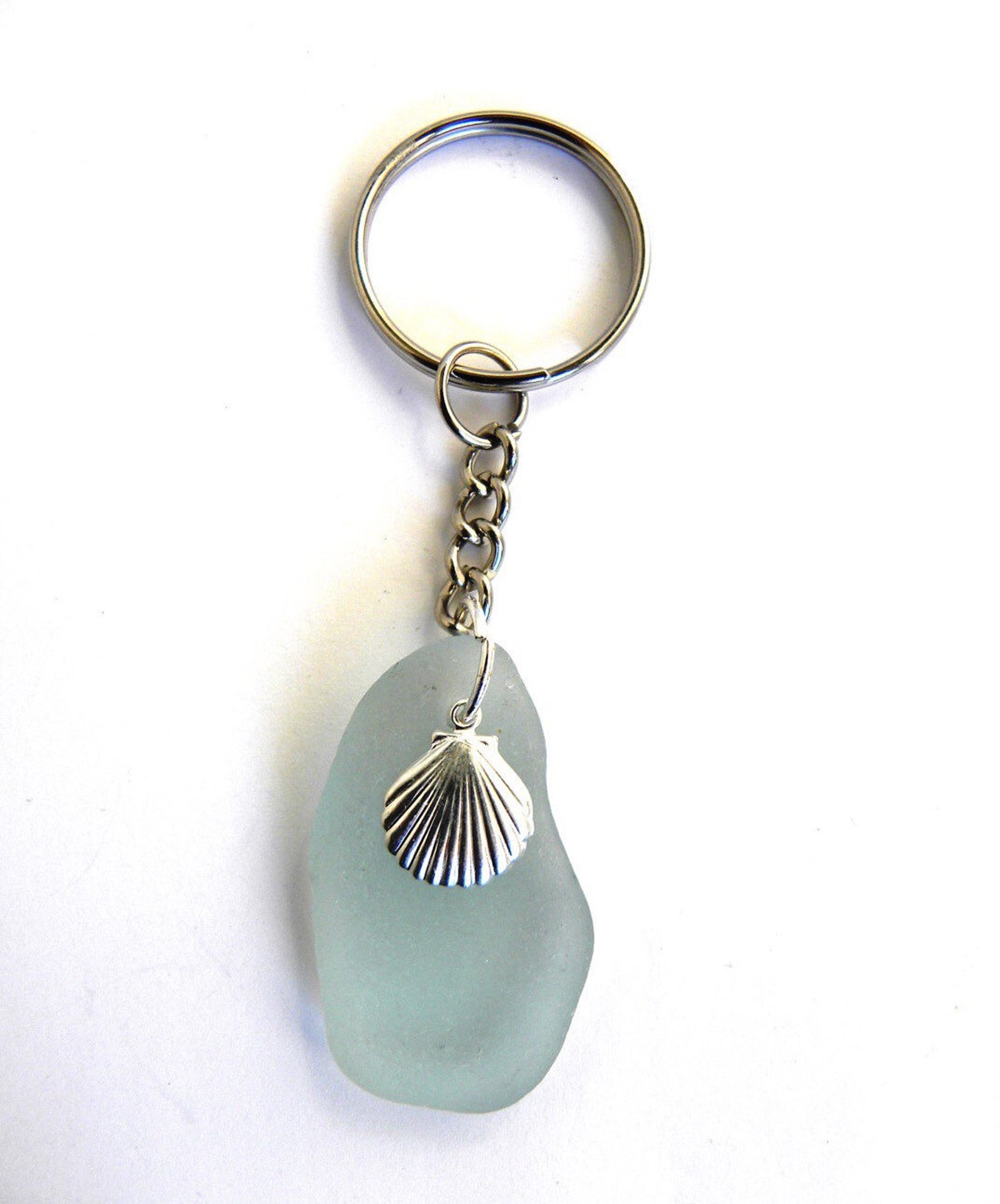 Sea Glass Key Chain Shell Sand Dollar Sailboat Starfish Etsy