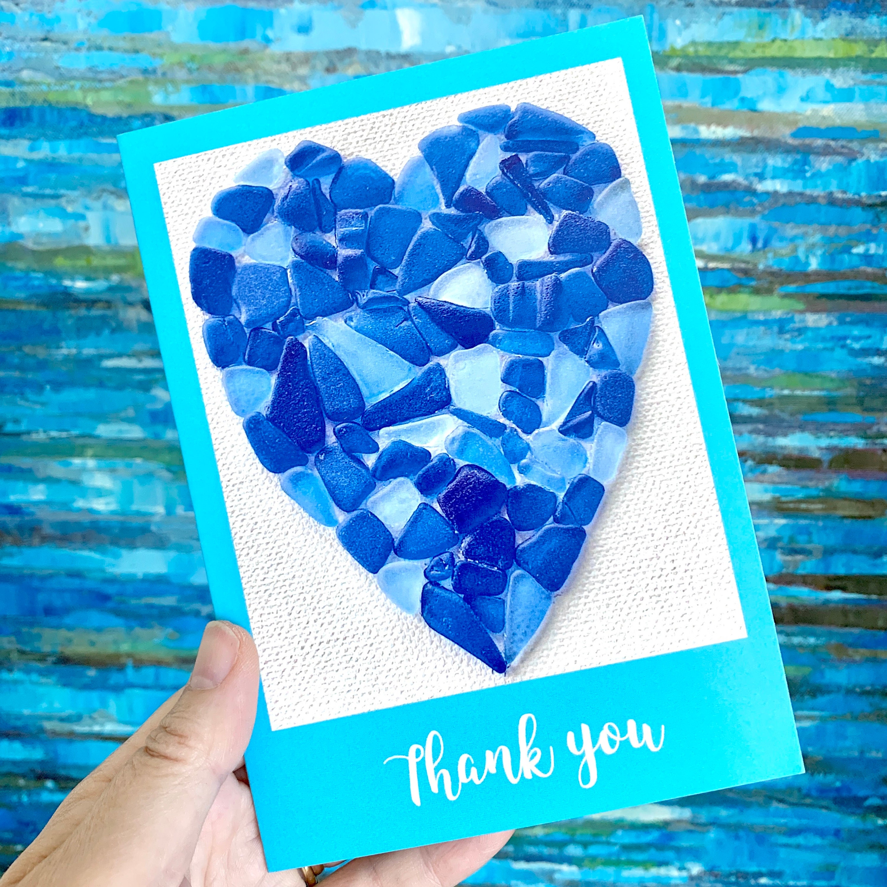 Seaglass Heart Thank You Card, Photographic Note Card, Seaglass Art ...