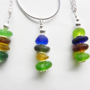 Sea Glass Stacked Pendant Necklace Customizable, Single or Mixed Color ...